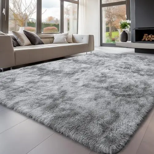 Produktbild: Sour Lemon Hochflor Teppich Grau Carpet Wohnzimmer 140x200 Waschbar Anti-Rutsch Extra Große Teppiche Schlafzimmer Flauschige Moderne Teppiche Matte Teppichen für Schlafzimmer Kinderzimmer