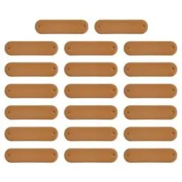 Produktbild: sourcing map 100Stk Handgemacht Leder Label PU Leder Nähen Geprägt Etikett Verzierung Häkeln Etiketten für Kleidung Hut Schals Basteln (45x12mm Braun)