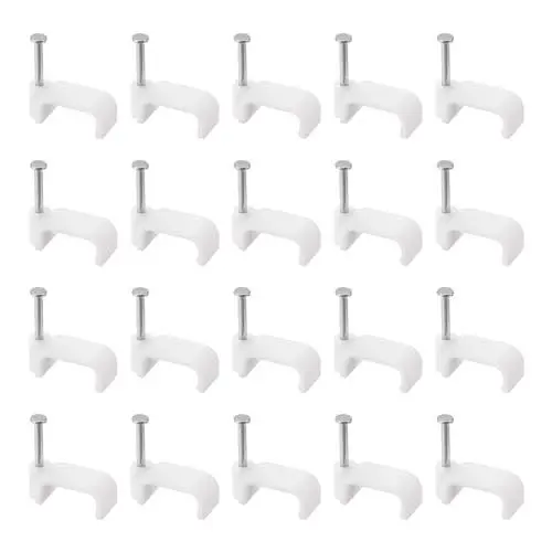Produktbild: sourcing map 100Stk Kabelklemmen 14mm Einnageln Kabelklemmen Kreis Kabel Klammern Kabelnägel Kabelbinder Drahthalter für Kabel Management