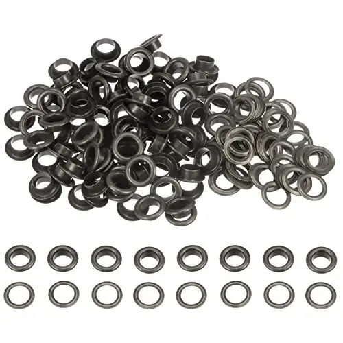 Produktbild: sourcing map 100 Satz Farbe Runde Tüllen 8mm Loch Metallösen mit Unterlegscheiben für Scrapbooking Schuhe Kleidung Leder Canvas Dunkel Grau