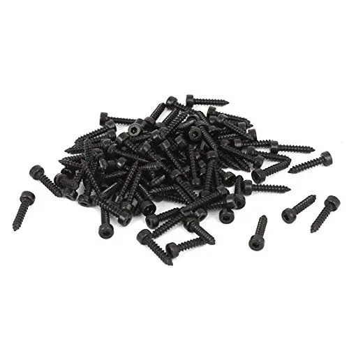Produktbild: sourcing map 100 Stück 2mm x 10mm Sechskantschrauben mit Vollgewinde, selbstschneidend, schwarz 100 Stück de