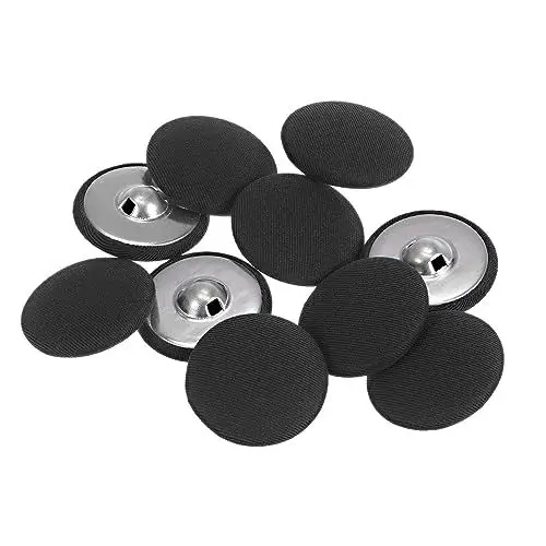 Produktbild: sourcing map 10Stk 48L Stoff Stoffbespannt Schalter 30mm Runde Metall Schaft Nähknöpfe für Anzüge Kleid Blusen Schwarz