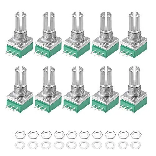 Produktbild: sourcing map 10Stück 100K Ohm Varistor Doppelrotations-Kohleschicht Kegel Potentiometer