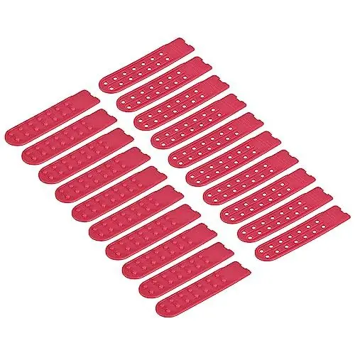 Produktbild: sourcing map 20 Paare Schnappdeckel Riemen Deckel Doppelreihe 14 Löcher Plastik Einstellbar Hut Schnappschloss Ersatz für Kappen Reparaturen (Rot)