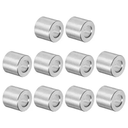Produktbild: sourcing map 10 Stück Distanzhülse, 5x10x10mm (IDxODxL) Aluminium Abstandshalter, Runde Unterlegscheiben für M5 Schrauben, Bolzen und Stangen