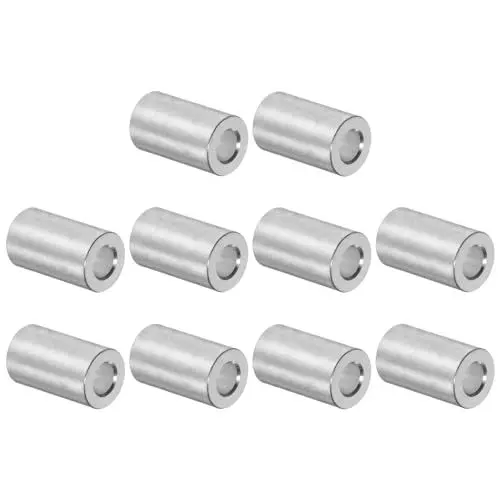 Produktbild: sourcing map 10 Stück Aluminium-Abstandshalter, 5 mm Bohrung, 10 mm Außendurchmesser, 20 mm Länge, Schraubabstandsbuchse, glatte Oberfläche, Bolzen und Stangen