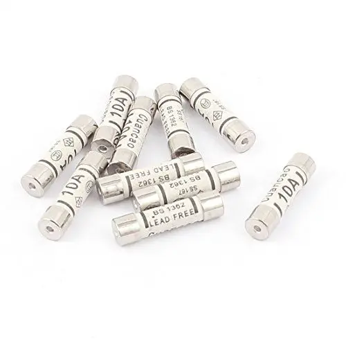 Produktbild: sourcing map 10 Stück Geringe Bruchleistung 6x25mm Patrone Keramiksicherungen AC 250V 10A