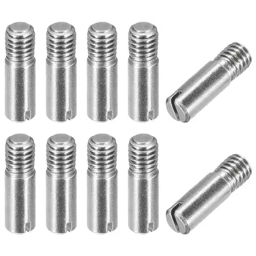 Produktbild: sourcing map 10 Stück M6 x 20mm geschlitzter Zylinderstift aus 304 Edelstahl, Gewindezapfen für Möbel und Schränke