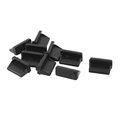 Produktbild: sourcing map 10 Stück Silikon USB-Anschluss Abdeckkappenschutz Schwarz für weibliches Ende