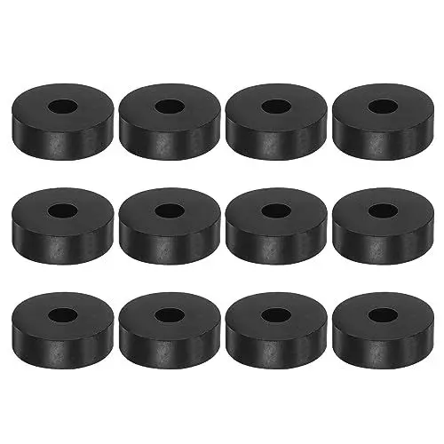 Produktbild: sourcing map 12Stk Gummi Unterlegscheiben Gummi Abstandshalter 30mm AD 8mm ID 10mm Dicke Neoprene Runde Schwingungsdämpfer Pads Isolator Buchsen Distanzhülsen für Autos Boot Zubehör Schwarz