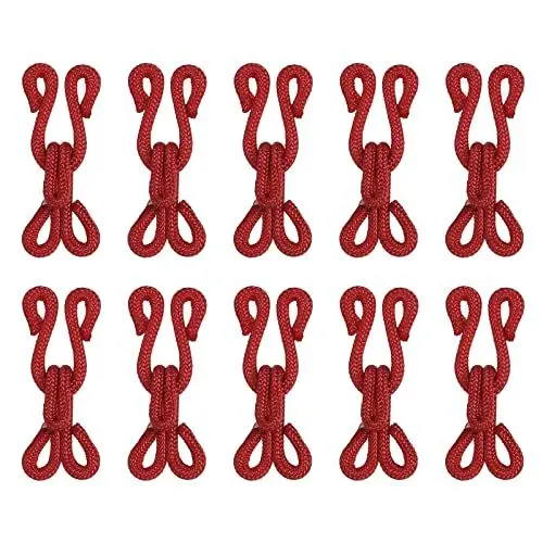 Produktbild: sourcing map 12Stk Nähen Haken und Öse - Polyester Abgedeckt Nähen Haken und Ösen Verschluss für Kleidung BH Rock Nähen Basteln (Weinrot 27mm Länge)