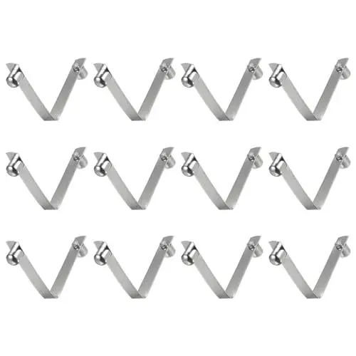 Produktbild: sourcing map 12 Stück Doppelknopf Kajak Paddel Schnappfeder Clip 50x8mm 65Mn Federstahl V-förmige solide Teleskop Verriegelung Rohr Clips für Zelt Regenschirm Camping