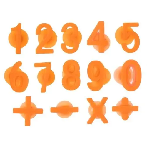 Produktbild: sourcing map 14 Stück Weinglasanhänger, Silikon Weinglasmarkierungen mit Saugnapf, Weinglasidentifikator für Champagnerflöten, Cocktails Orange (Zahlen 0-9 / Mathematische Symbole)