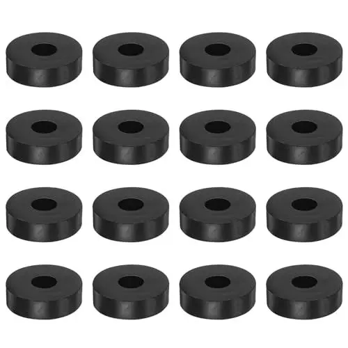 Produktbild: sourcing map 16Stk Gummi Unterlegscheiben Gummi Abstandshalter 30mm AD 10mm ID 8mm Dicke Neoprene Runde Schwingungsdämpfer Pads Isolator Buchsen Distanzhülsen für Autos Boot Zubehör Schwarz