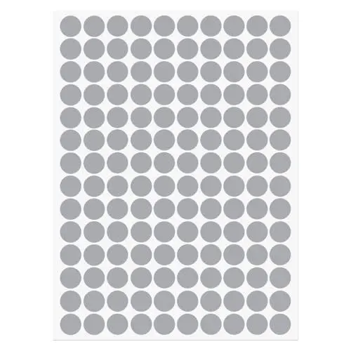 Produktbild: sourcing map 1 Blatt/140Stk Schraube Loch Cover Aufkleber 12mm Durchm. PVC Selbstklebende Abdeckungen Abdeckkappen Staubdicht für Holz Möbel Schrank Regal Garderobe Grau