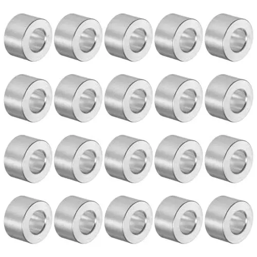 Produktbild: sourcing map 20 Stück Aluminium-Abstandshalter mit 5 mm Bohrung, 10 mm Außendurchmesser, 6 mm Länge, Schraubabstandsbuchse mit runde Abstandshalter für M5 Schrauben und Stangen