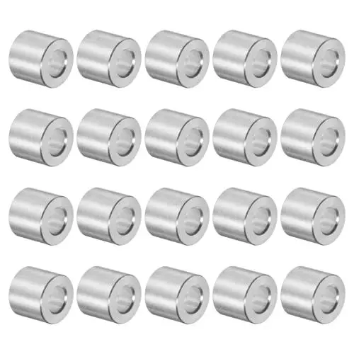 Produktbild: sourcing map 20 Stück Aluminium-Abstandshalter mit 5 mm Bohrung, 10 mm Außendurchmesser, 9 mm Länge, Schraubständerbuchse mit runder Abstandshalter für M5 Schrauben, Bolzen und Stangen