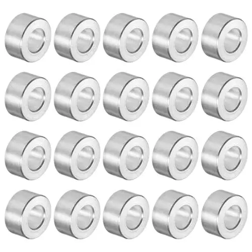 Produktbild: sourcing map 20 Stück Aluminium-Abstandshalter mit 5 mm Bohrung, 10 mm Außendurchmesser und 5 mm Länge, Schraubenabstandsbuchse mit runde Abstandshalter für M5 Schrauben, Bolzen und Stangen