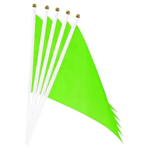 Produktbild: sourcing map 20 Stück Flaggenstock Handgehaltene Kleine Mini DIY Flagge 8.2 Zoll x 5.5 Zoll Dreieck Grün für Festivals Veranstaltungen Feiern