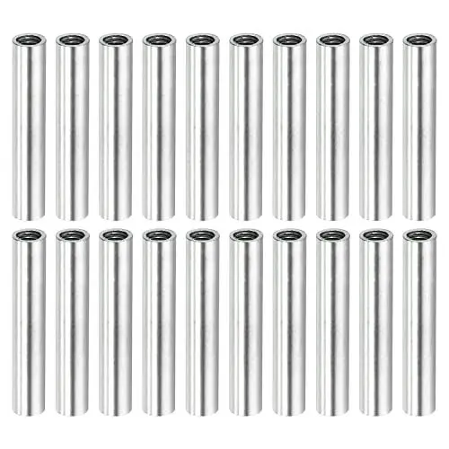 Produktbild: sourcing map 20 Stück Runde Kupplung Mutter M4x0.7mm Innengewinde 30mm Gewinde Rund Hülse Verbinder Stange Bolzen Rohrmutter Hardware Befestigung Silber