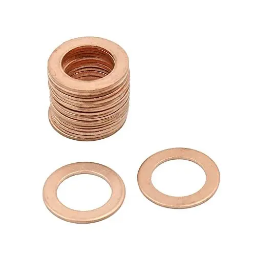 Produktbild: sourcing map 20 Stücke 14mm Flach Unterlegscheiben Dichtung Kupferringe Dichtringe