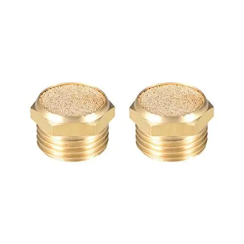 Produktbild: sourcing map 2Stk. Auspuff Schalldämpfer G1/2 Stecker Gewinde Bronze Messinggehäuse Flach