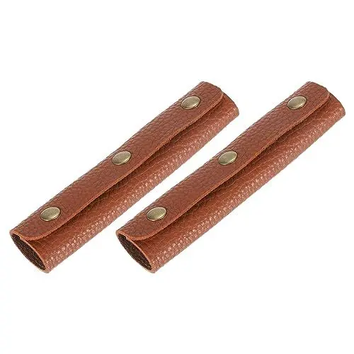 Produktbild: sourcing map 2Stk Handtasche Handgriff Wickelhüllen PU Leder 3 Klammern Reisegepäck Griffschutz für Koffer Einkaufstasche (13x10cm Dunkel Braun)