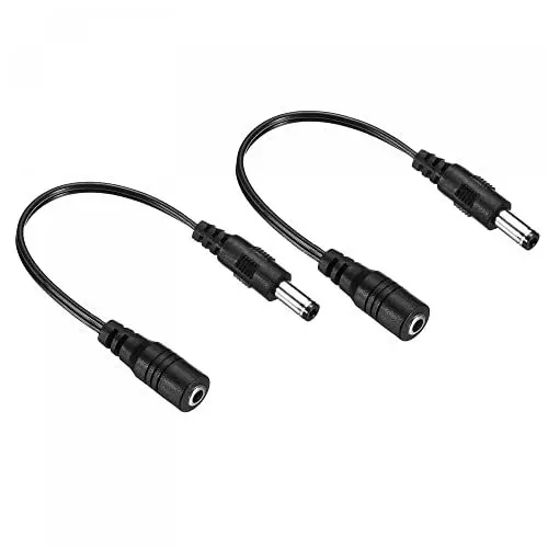 Produktbild: sourcing map 2 Stück DC 3.5x1.35mm Buchse auf 5.5x2.5mm Stecker Verlängerungskabel Netzteil Steckerkabel für LED Lampe Kamera CCTV Schwarz
