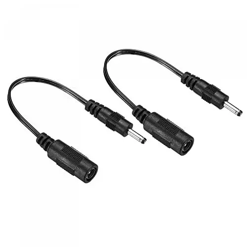 Produktbild: sourcing map 2 Stück DC 5.5x2.1mm Buchse auf 3.5x1.35mm Stecker Verlängerungskabel Netzteil Steckerkabel für LED Lampe Kamera CCTV Schwarz