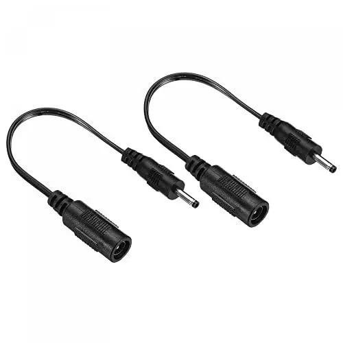 Produktbild: sourcing map 2 Stück DC 5.5x2.1mm Buchse auf 3x1.1mm Stecker Verlängerungskabel Netzteil Steckerkabel für LED Lampe Kamera CCTV Schwarz