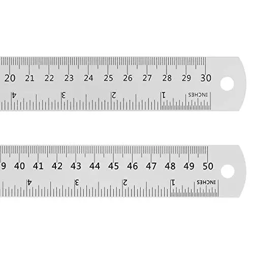 Produktbild: Sourcing Map 2 Stück Edelstahl-Lineal 12 Zoll / 30 cm & 20 Zoll / 50 cm metrisch mit Umrechnungstabelle Aluminium-Messwerkzeug