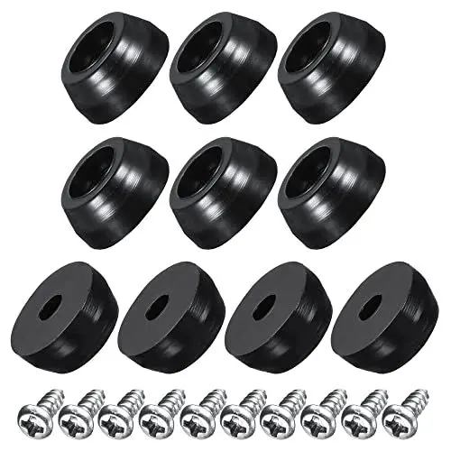 Produktbild: sourcing map 48 Stück Runde Schwarze Gummifüße mit Edelstahlschrauben und Unterlegscheibe, Gummipuffer Schraubfeste Gummifüße 11mm Breite x 5mm Höhe für die Meisten Möbelgeräte