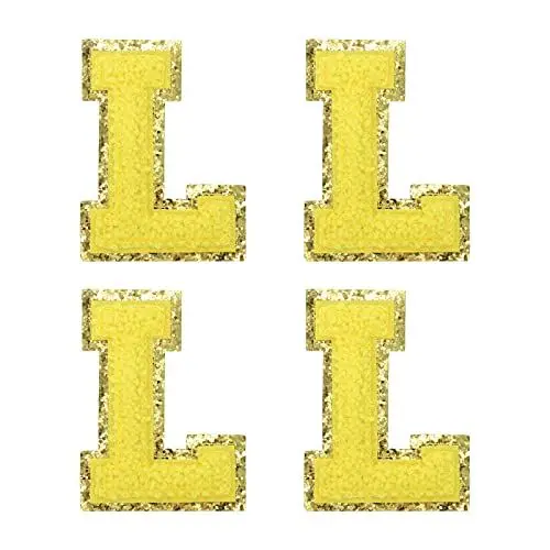 Produktbild: sourcing map 4Stk Chenille Buchstabe Abzeichen Aufbügeln Buchstabe Aufnäher Gelb L Alphabet Dekorativ Reparatur Bestickte Aufnäher für Kleidung Schuhe Hüte Rucksäcke