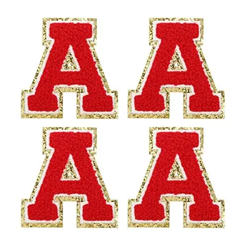 Produktbild: sourcing map 4Stk Chenille Buchstabe Abzeichen Aufbügeln Buchstabe Aufnäher Rot A Alphabet Dekorativ Reparatur Bestickte Aufnäher für Kleidung Schuhe Hüte Rucksäcke