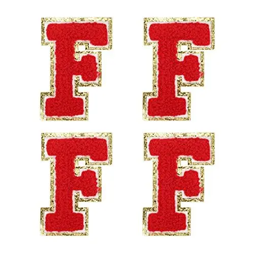 Produktbild: sourcing map 4Stk Chenille Buchstabe Abzeichen Aufbügeln Buchstabe Aufnäher Rot F Alphabet Dekorativ Reparatur Bestickte Aufnäher für Kleidung Schuhe Hüte Rucksäcke