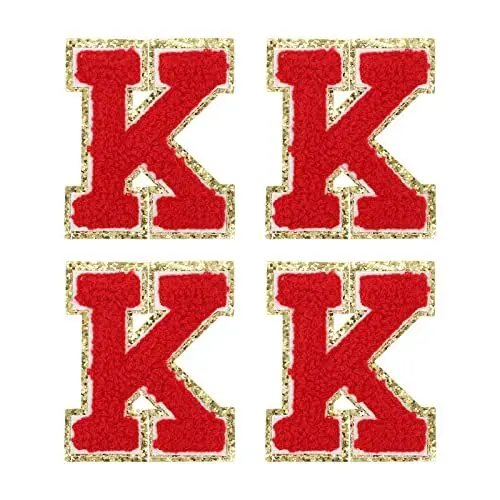 Produktbild: sourcing map 4Stk Chenille Buchstabe Abzeichen Aufbügeln Buchstabe Aufnäher Rot K Alphabet Dekorativ Reparatur Bestickte Aufnäher für Kleidung Schuhe Hüte Rucksäcke