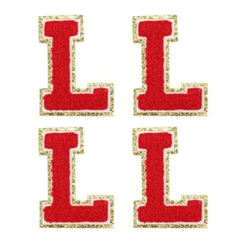 Produktbild: sourcing map 4Stk Chenille Buchstabe Abzeichen Aufbügeln Buchstabe Aufnäher Rot L Alphabet Dekorativ Reparatur Bestickte Aufnäher für Kleidung Schuhe Hüte Rucksäcke