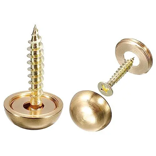 Produktbild: sourcing map 4Stk Zierschrauben mit Kappen 15mm Durchmesser Messing Spiegel Schrauben Spiegel Fixierschrauben Befestigungen für Spiegel Tische Möbel Gold