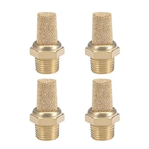 Produktbild: sourcing map 4Stück Schalldämpfer 1/8 PT Sinter Bronze Auspuff Messing Körper Hervorstehend