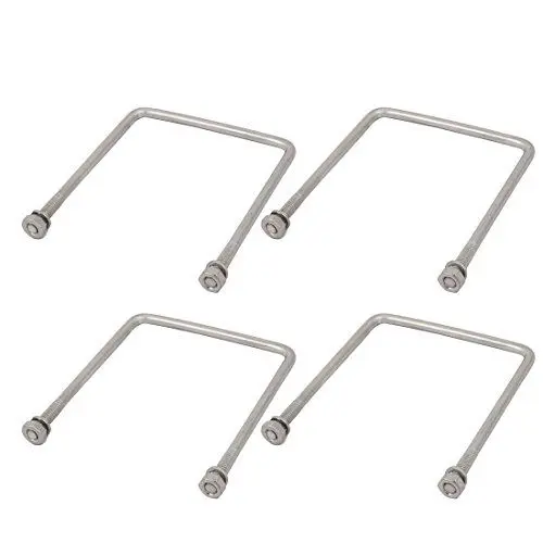 Produktbild: sourcing map 4 Stück Bügelbolzen mit Gewinde M4 x 50 x 70mm Quadratische U Bügel Bügelschraube 304 Edelstahl U-Bolts mit Mutter Bügelschelle für Dachbox Rohr Abschleppen Befestigung