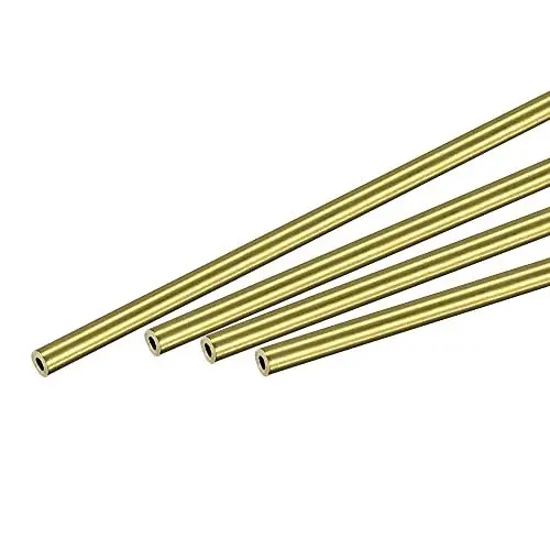 Produktbild: sourcing map 4 Stück Messing Rundrohr 2mm Außendurchm. 0.5mm Wandstärke 200mm Länge Rohr