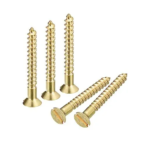 Produktbild: sourcing map 50Stk Messing Holz Schrauben M3 x 25mm Geschlitzt Antrieb Flach Kopf Selbstschneidend Schrauben Senkkopf für Holzarbeiten Möbel