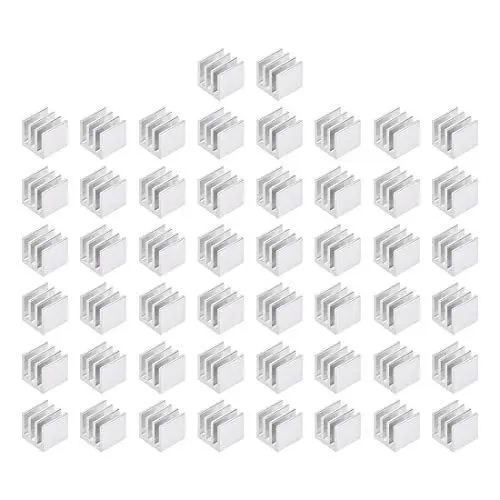 Produktbild: sourcing map 50Stk. Parallele Kerbe Kühlkörper für MOS GPU IC Chip Silber 10 x 10 x 10 mm