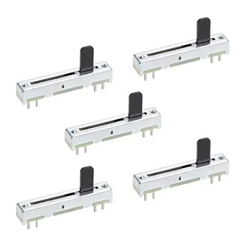 Produktbild: sourcing map 5St Fader Variable Widerstände Potentiometer Gerade Schiebe B104 100K Ohm Linear Doppelpotentiometer zum Dimmen 35mm