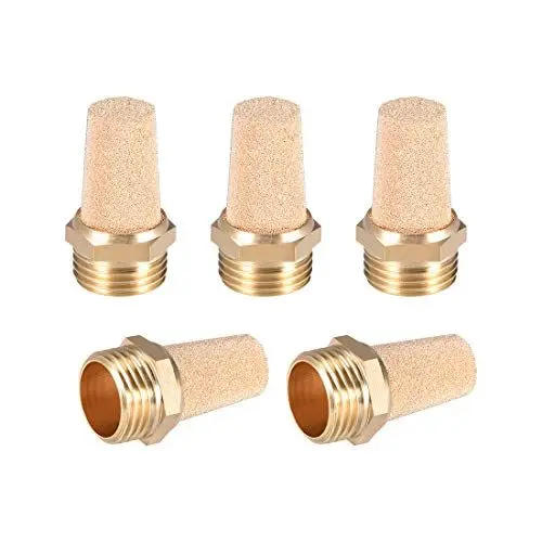 Produktbild: sourcing map 5Stk. Messing Auspuff Schalldämpfer G1/2 Stecker Gewinde Bronze Messinggehäuse
