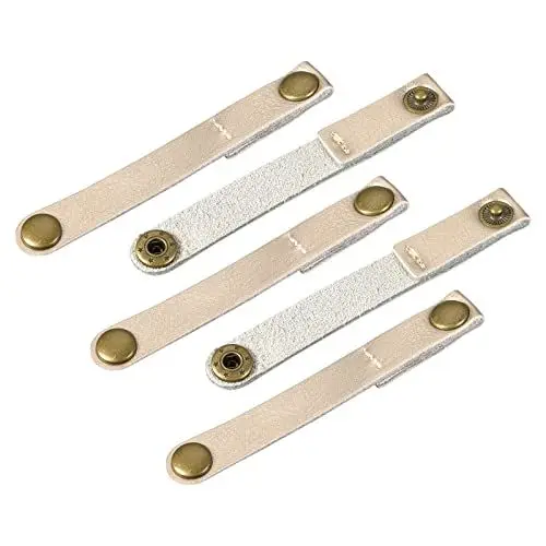 Produktbild: sourcing map 5Stück Leder Kabelbinder Kabelclips Kopfhörerkabel USB-Kabel Management Kabel Draht Organizer 90x12mm golden