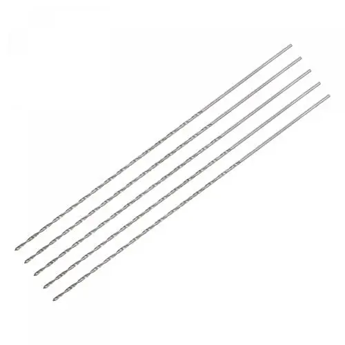 Produktbild: sourcing map 5 Stk. 1mm Mini Mikro Spiralbohrer Hochgeschwindigkeitsstahl geradem Schaft Extra langer Metallbohrer 100mm für Aluminiumlegierung