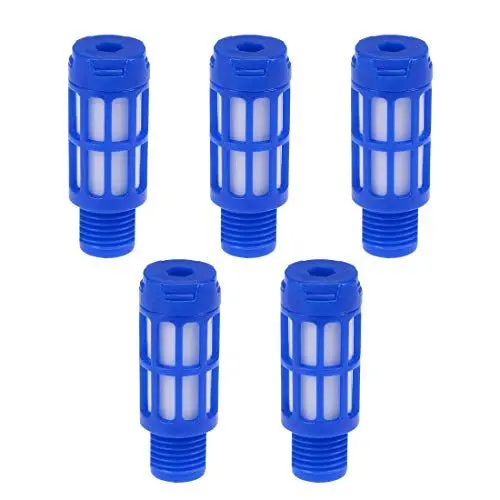 Produktbild: sourcing map 5 Stücke plastische Pneumatische Endschalldämpfer Schalldämpfer 1/4 PT Blau DE de