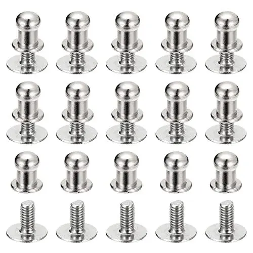 Produktbild: sourcing map 5mm Kugel Kopf Bolzen Nieten Schrauben Rücken 15Pack Rund Kopf Schaltfläche Nippel Niete für Basteln Leder Handwerk Handtasche Gürtel Silberton