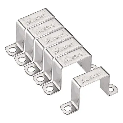 Produktbild: sourcing map 6 Stück U Förmige Verbinder Halterung 43 x 46mm 304 Edelstahl für Tür Geschlossene Stangenhalter Strebenkanal